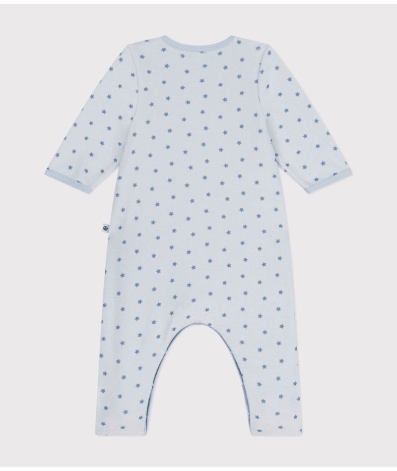 Bodyjama imprimé mini étoiles en velours bleu Petit Bateau dos