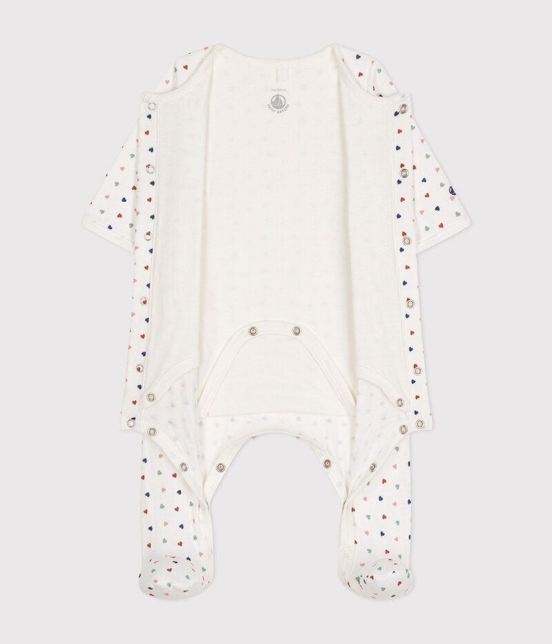 Bodyjama imprimés mini cœurs en tubique bébé Marshmallow multicolor Petit Bateau grand ouvert