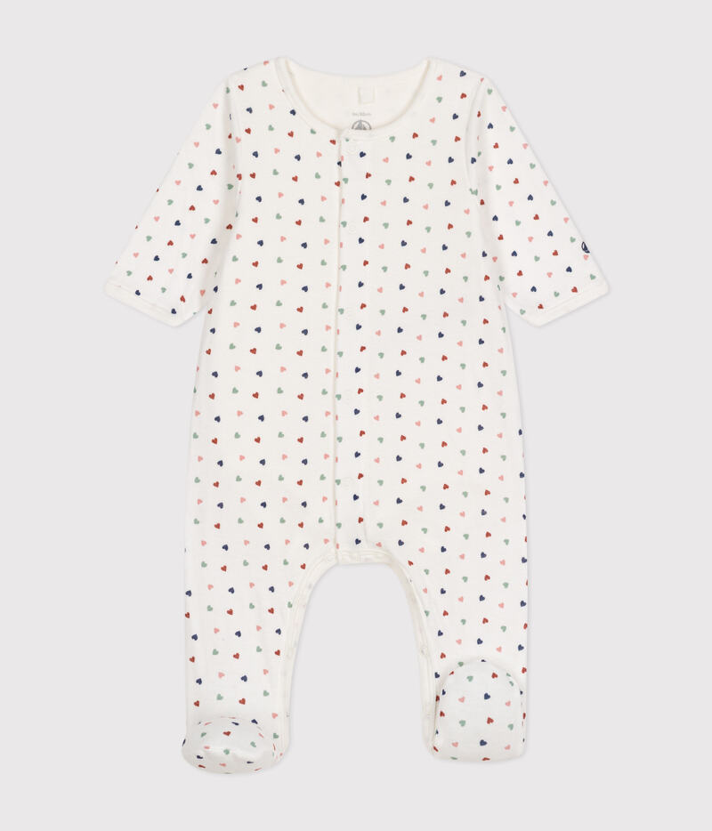 Bodyjama imprimés mini cœurs en tubique bébé Marshmallow multicolor Petit Bateau produit face