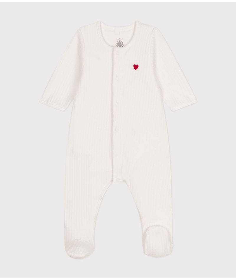 Bodyjama en velours Marshmallow Petit Bateau devant
