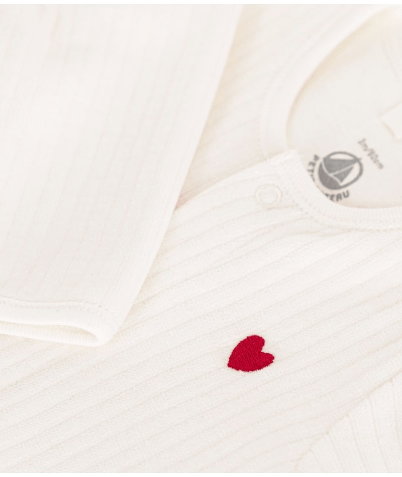 Bodyjama en velours Marshmallow Petit Bateau logo