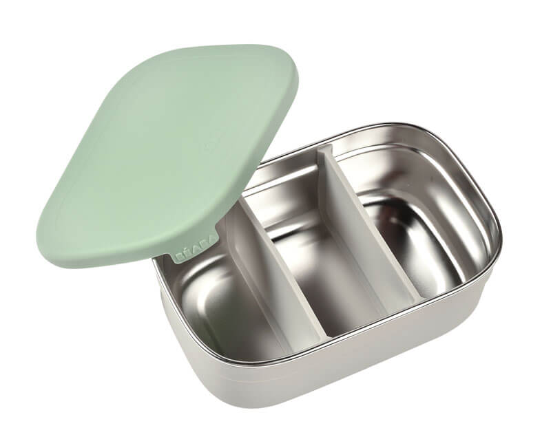 Boîte repas inox Vert sauge Béaba couvercle