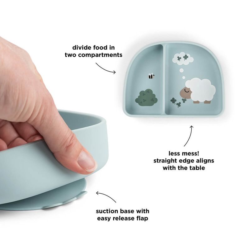 Bol à compartiments ventouse Tiny farm Bleu Done By Deer détails