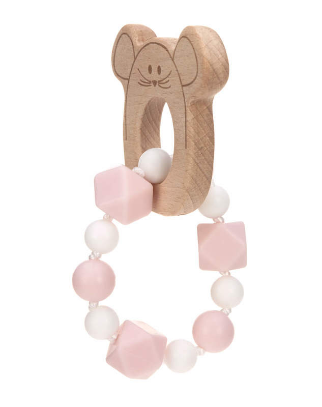 Bracelet de dentition en bois et silicone Little Chums Souris Lassig Arrière