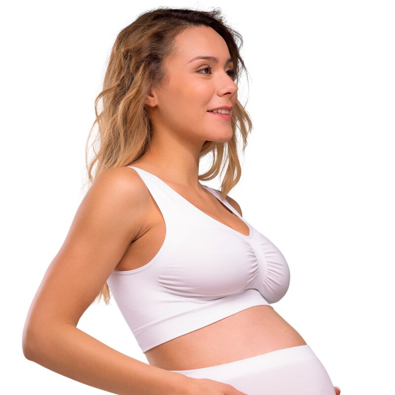 Brassière de grossesse sans couture blanc Carriwell biais2
