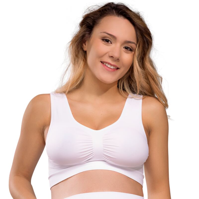 Brassière de grossesse sans couture blanc Carriwell face