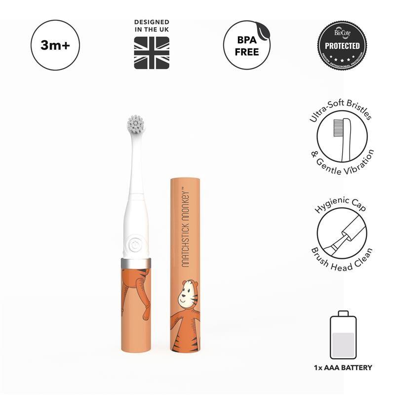 Brosse à dents bébé électrique sonique Matchstick Monkey Tigre MATCHSTICK MONKEY caractéristiques