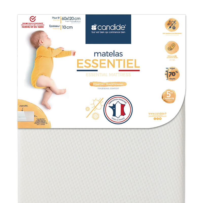 Matelas Essentiel déhoussable pour lit bébé Candide Produit Zoom