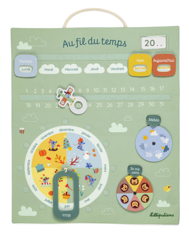 Calendrier au fil du temps Vert Lilliputiens face