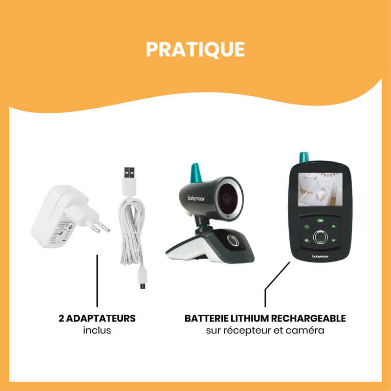 Caméra de surveillance babyphone Yoo Travel Babymoov alimentation