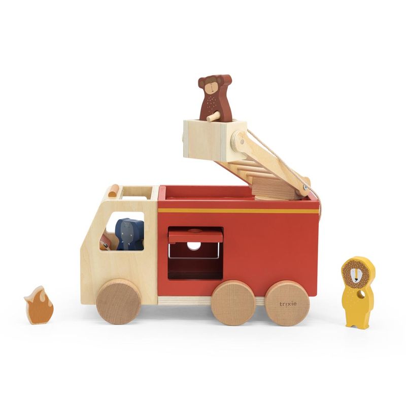 Camion pompiers en bois Trixie vue de côté
