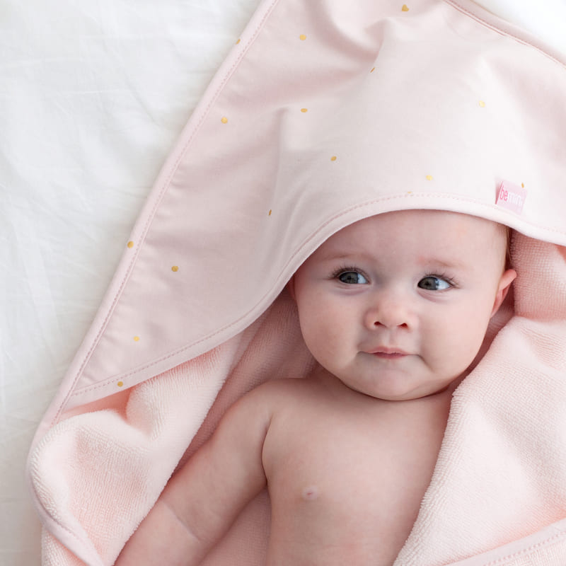 Cape de bain Bamboo 90 x 90 cm Rose/Pois doré Bemini Ambiance