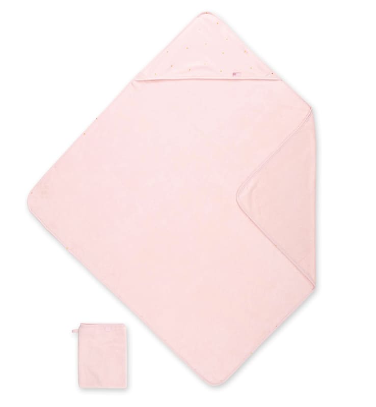 Cape de bain Bamboo 90 x 90 cm Rose/Pois doré Bemini Ouverte