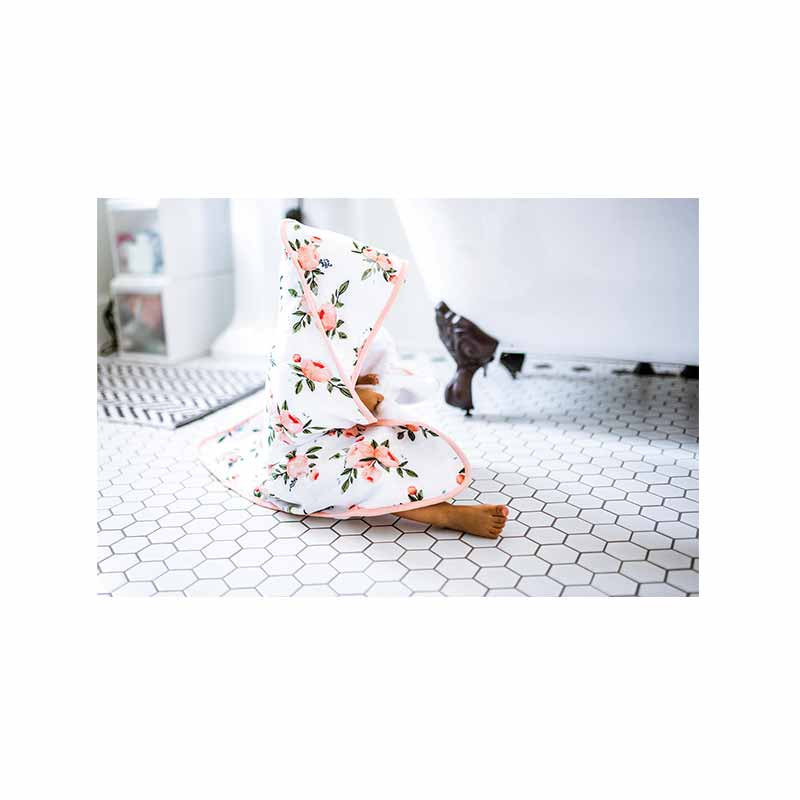 Cape de bain mousseline coton et gant de toilette Little Unicorn Ambiance Bain