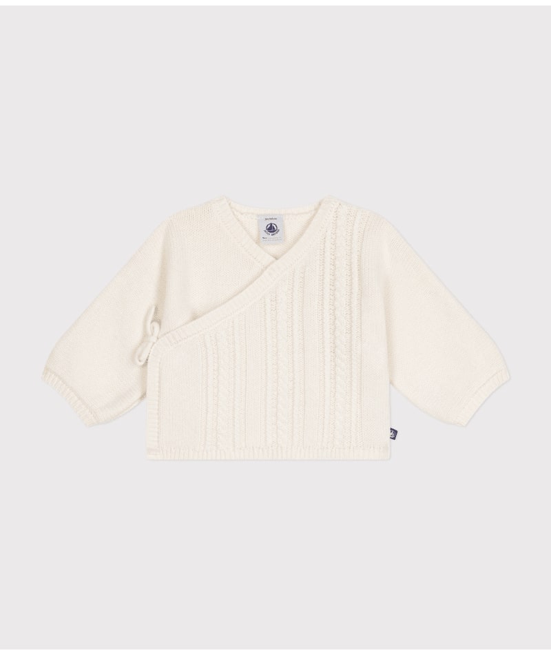 Cardigan en laine et coton bébé Marshmallow Petit Bateau devant