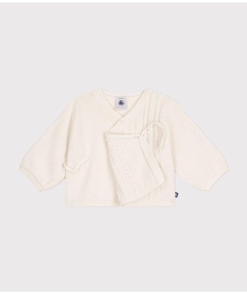 Cardigan en laine et coton bébé Marshmallow Petit Bateau ouvert