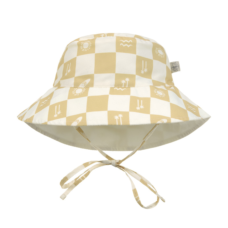 Chapeau anti-UV Check Pattern vanille/écru LASSIG face