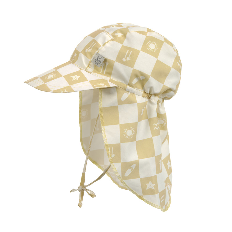 Casquette protège nuque anti-UV Check Pattern vanille/écru LASSIG face