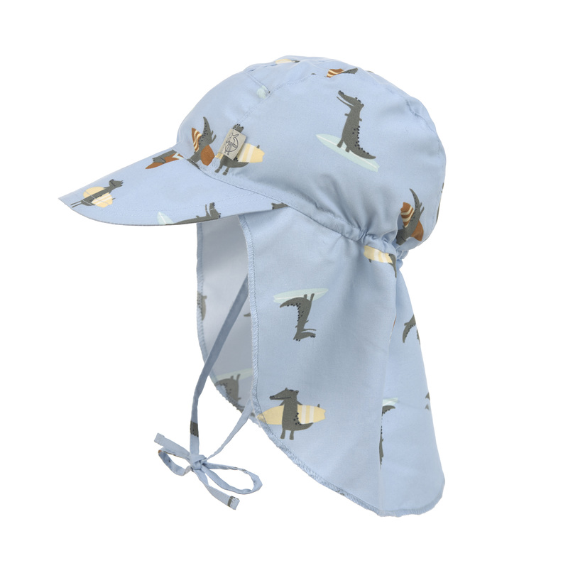 Casquette protège nuque anti-UV Crocodile bleu ciel LASSIG face