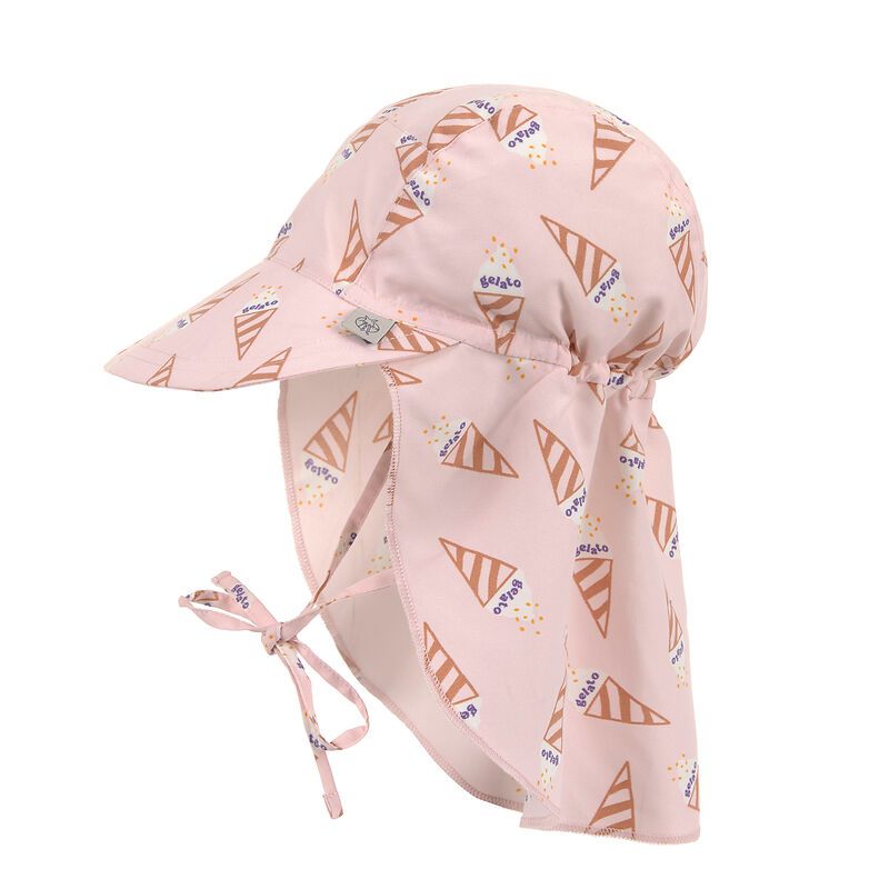 Casquette protège nuque anti-UV Ice Cream rose pâle Lassig vue de côté
