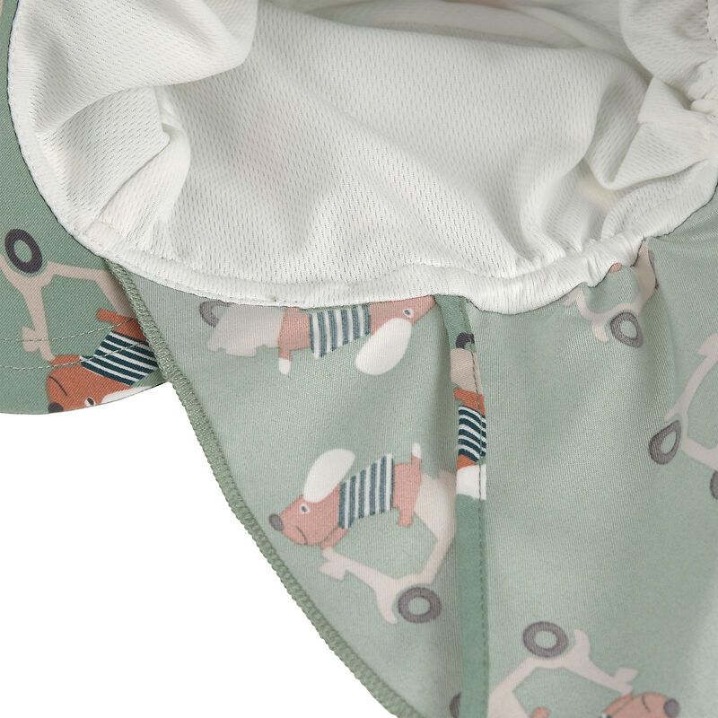 Casquette protège nuque anti-UV Scooter/Chien vert Lassig intérieur