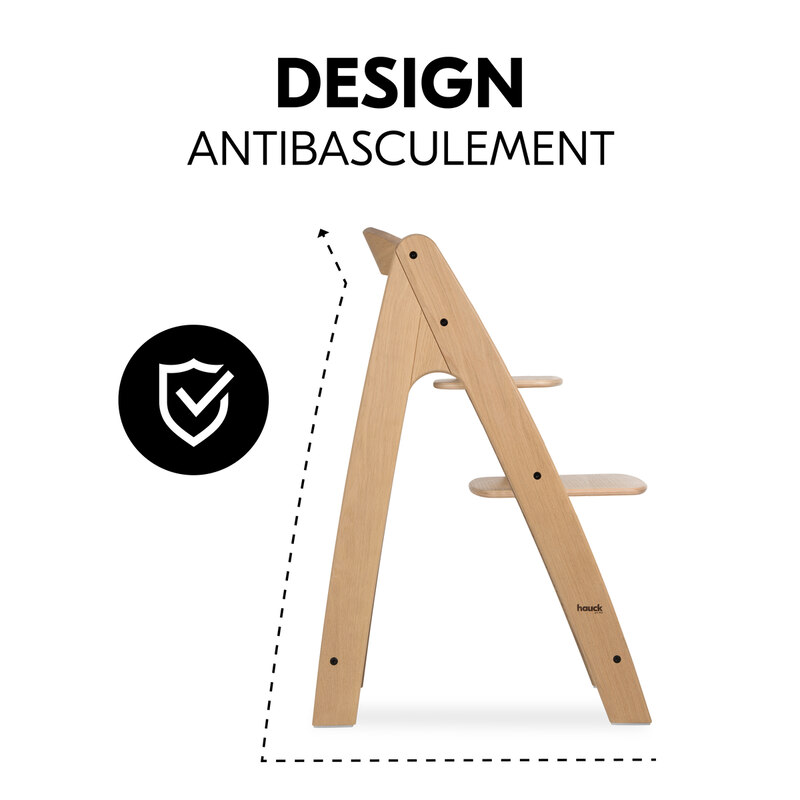 Chaise haute en bois de chêne Arketa Oak Hauck antibasculement