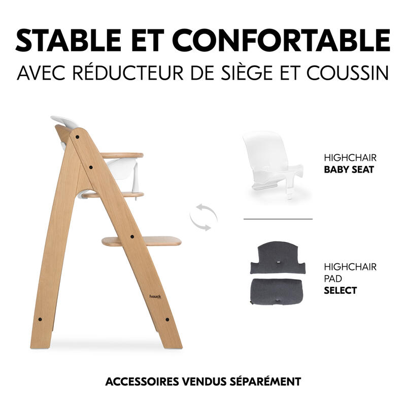 Chaise haute en bois de chêne Arketa Oak Hauck confort