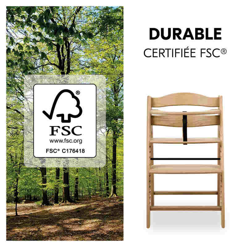 Chaise haute en bois de chêne Arketa Oak Hauck durable