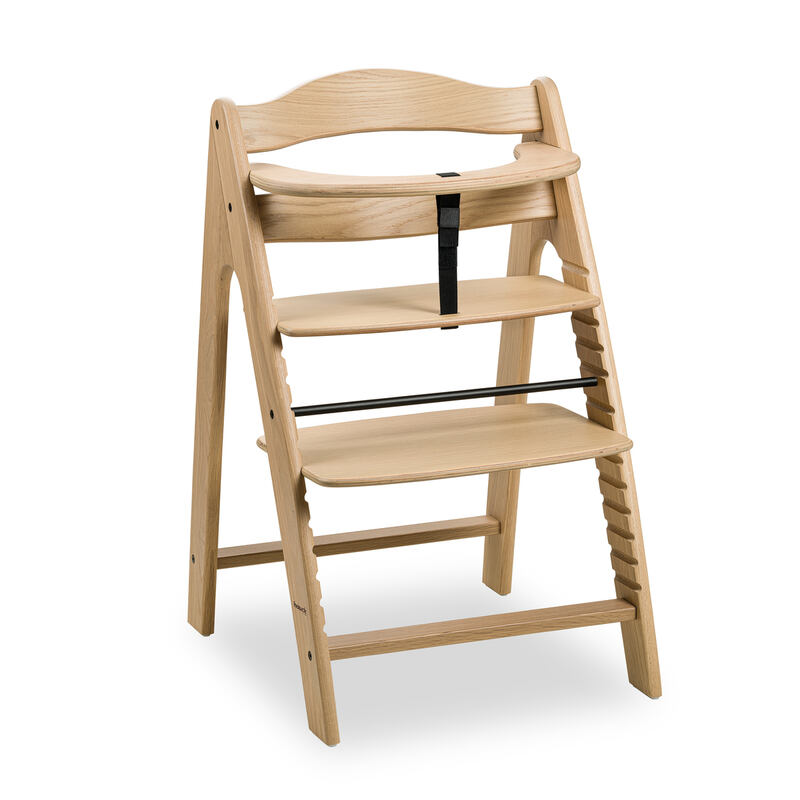Chaise haute en bois de chêne Arketa Oak Hauck produit face