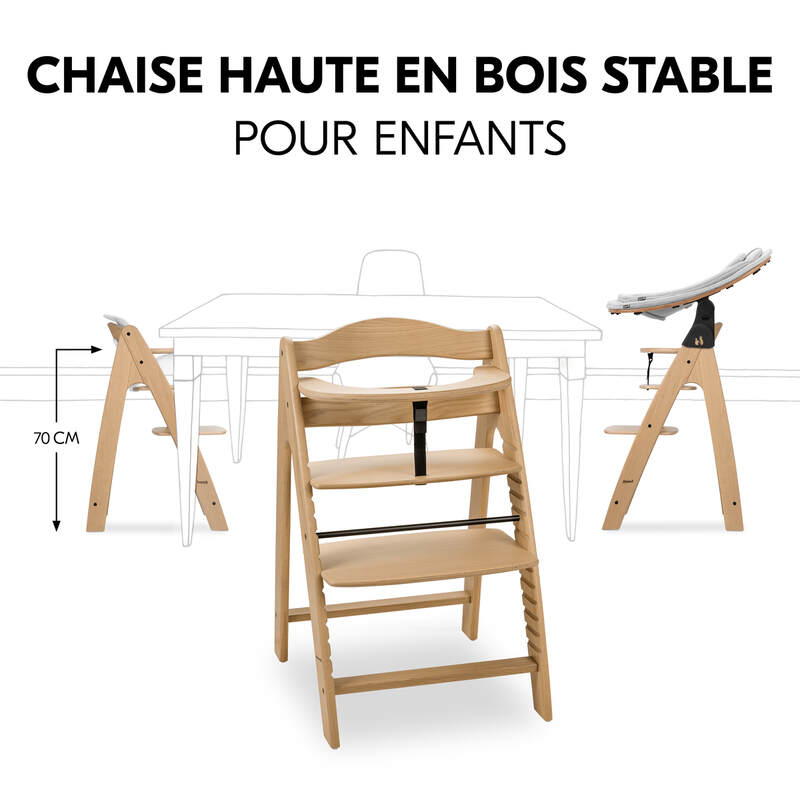 Chaise haute en bois de chêne Arketa Oak Hauck stable