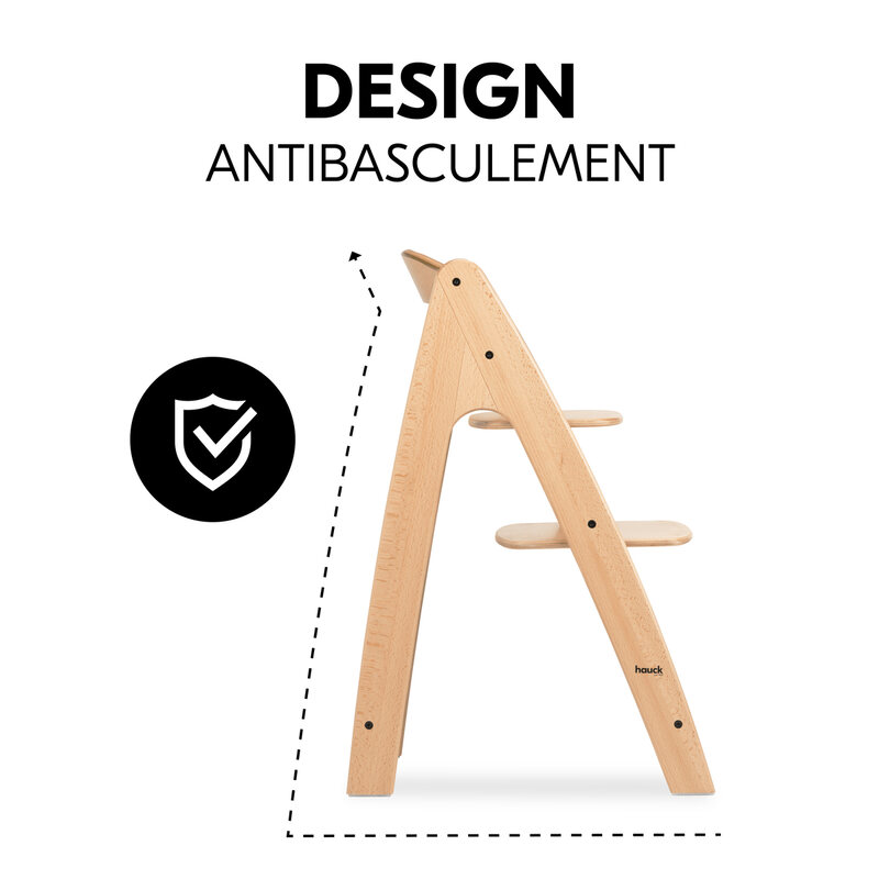 Chaise haute en bois de hêtre Arketa Beech Hauck antiderapant