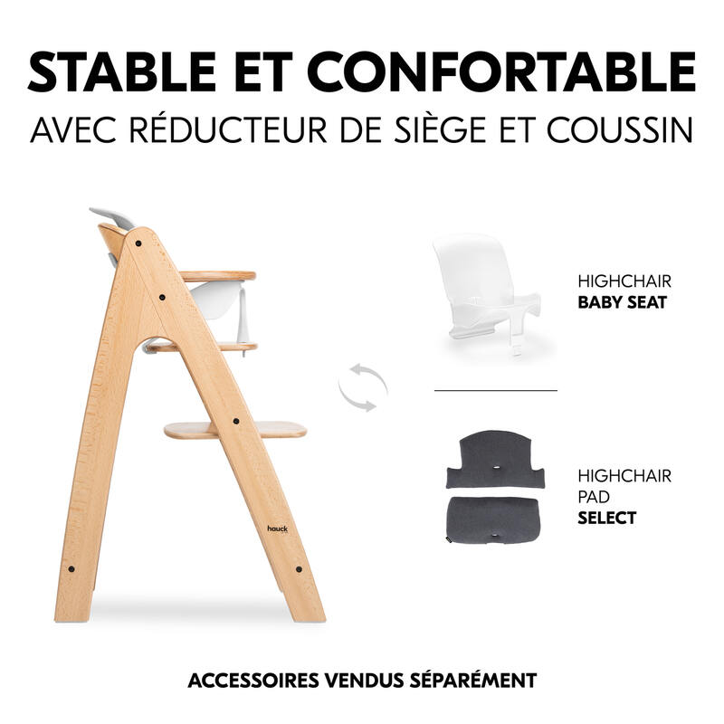 Chaise haute en bois de hêtre Arketa Beech Hauck confort