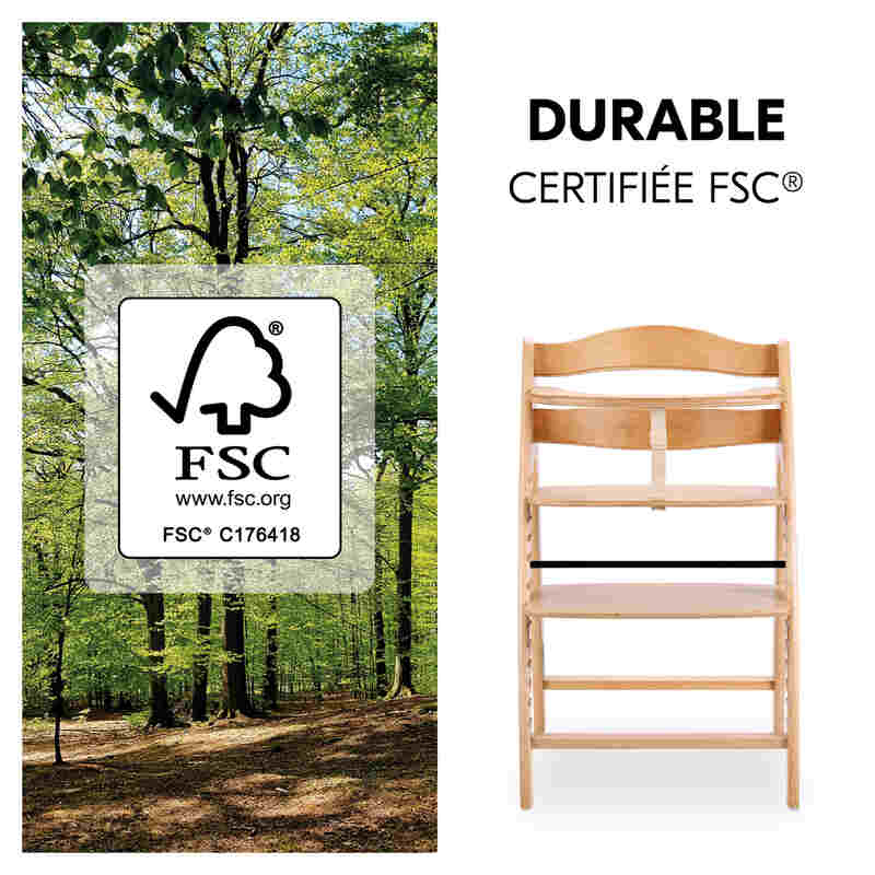 Chaise haute en bois de hêtre Arketa Beech Hauck durable