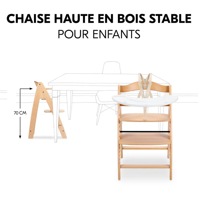 Chaise haute en bois de hêtre Arketa N Play Beech Hêtre Hauck dimensions
