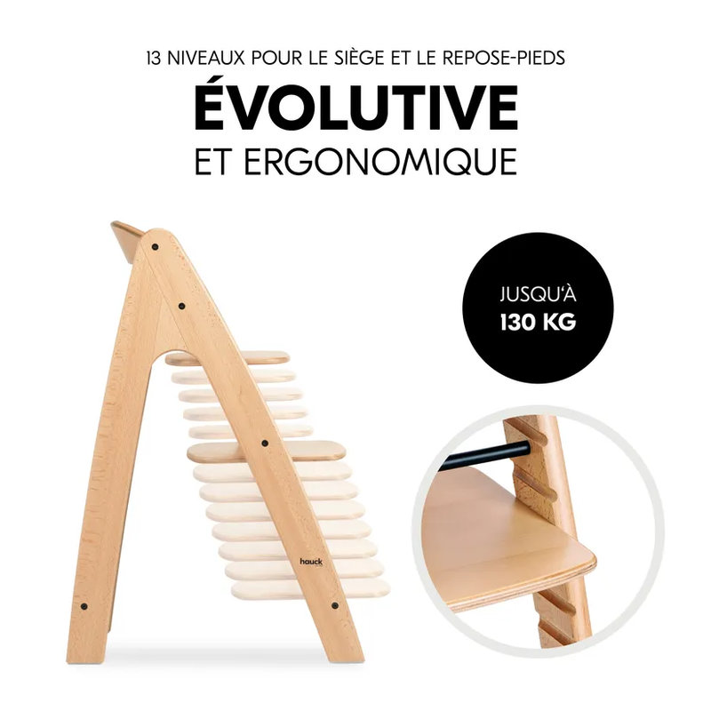 Chaise haute en bois de hêtre Arketa N Play Beech Hêtre Hauck évolutive