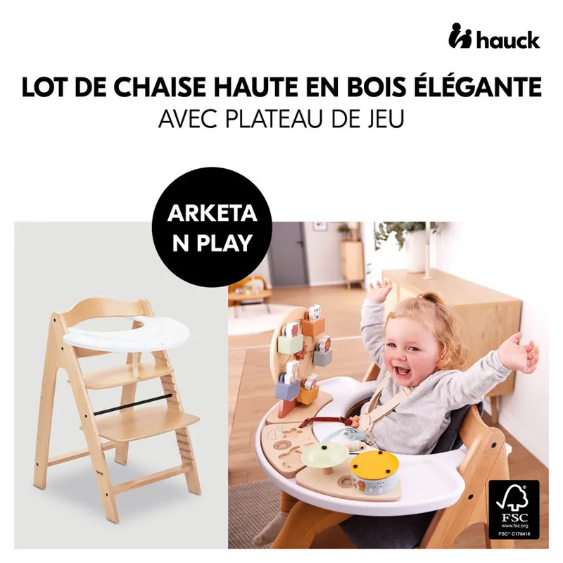 Chaise haute en bois de hêtre Arketa N Play Beech Hêtre Hauck lifestyle
