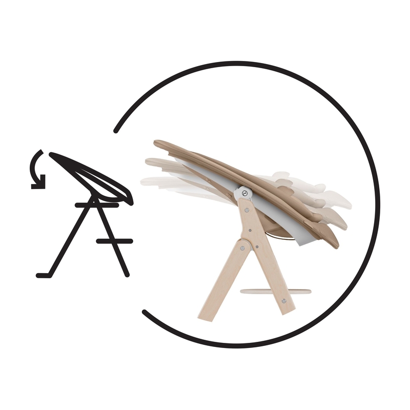 Chaise Haute Click & Fold 4-en-1 Bois Cybex transat inclinable 