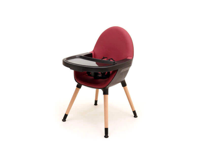 Chaise haute évolutive Confort noir et bordeaux junior tablette