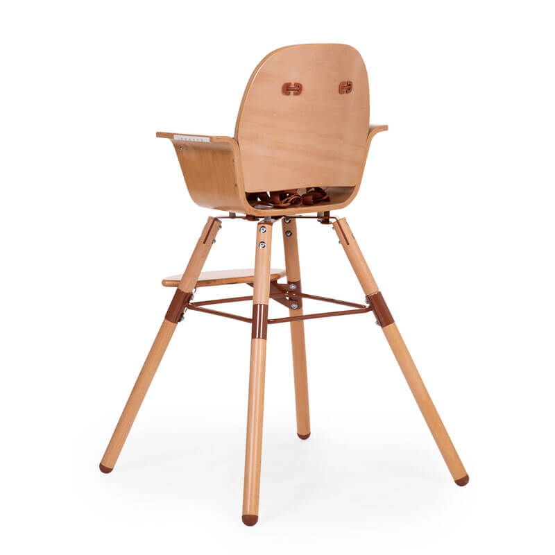 Chaise haute évolutive Evowood avec arceau Naturel/Rouille Childhome dos