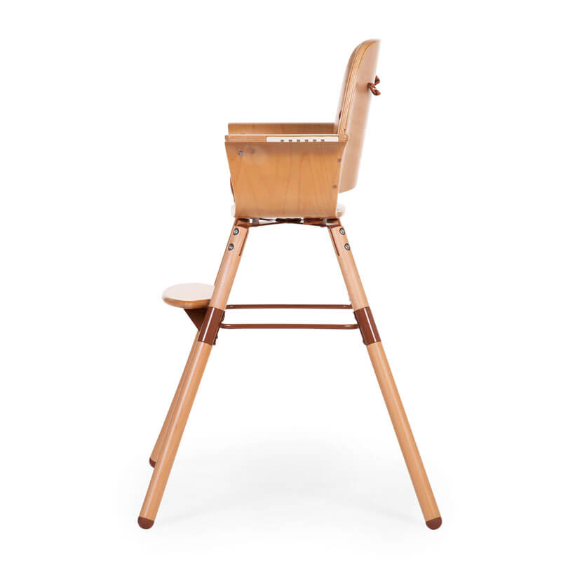 Chaise haute évolutive Evowood avec arceau Naturel/Rouille Childhome profil