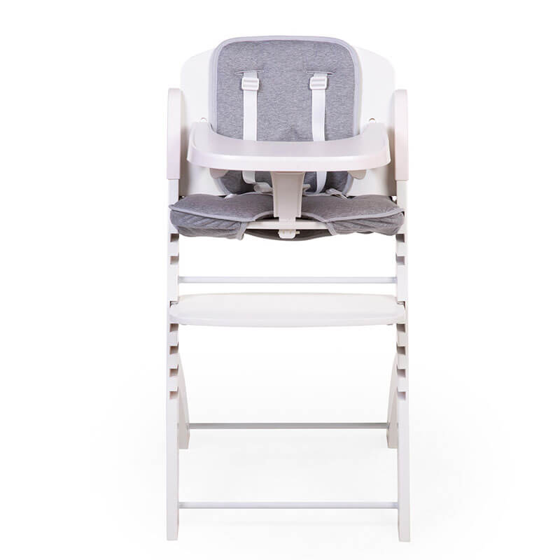 Chaise haute Evosit avec son coussin d'assise Childhome face coussin