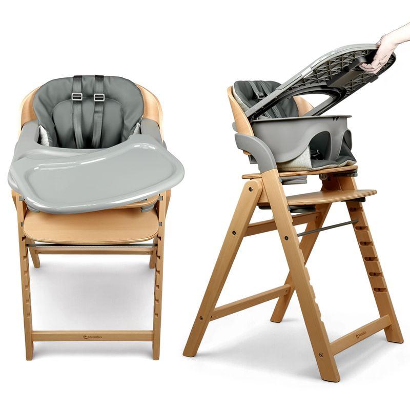 Chaise haute pliante en bois Meridio Natural Graphit RENOLUX tablette