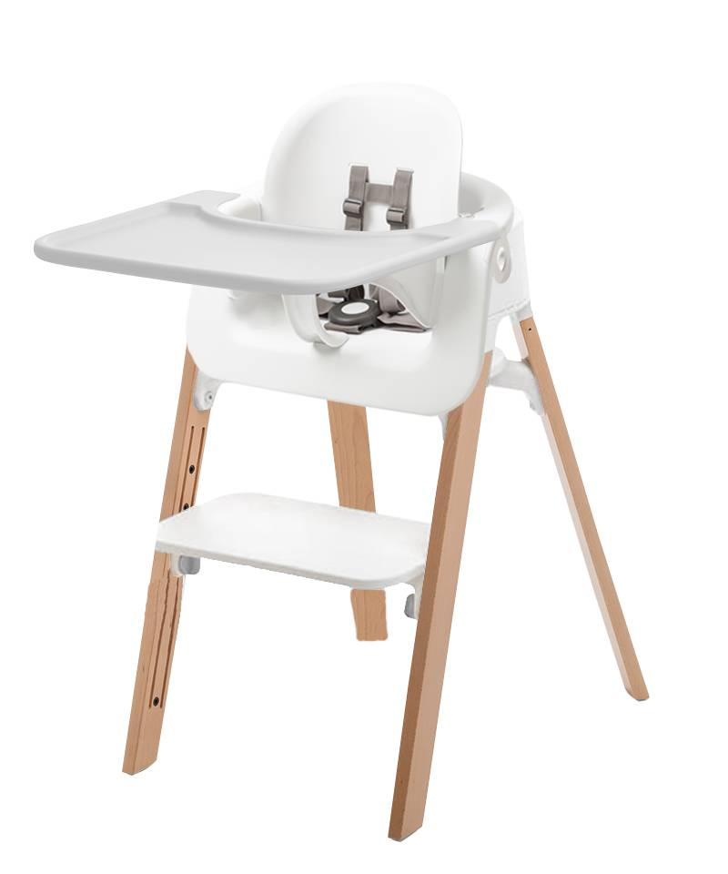 Chaise haute pieds bois de hêtre, baby set et plateau Steps Stokke