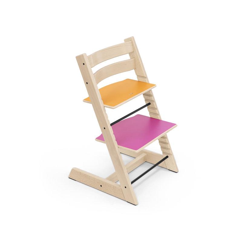Chaise haute Tripp Trapp MoMA Stokke avant jaune et rose
