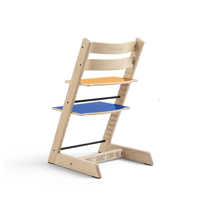 Chaise haute Tripp Trapp MoMA Stokke arrière jaune et bleu