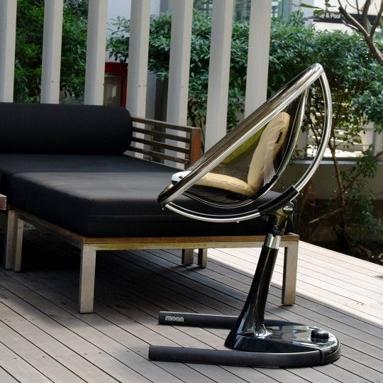 Chaise haute transat évolutive Moon noire Mima BamBinou