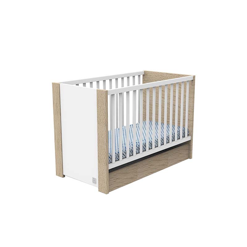 Chambre Antonin chêne / blanc : lit, commode Sauthon lit 120 tiroir