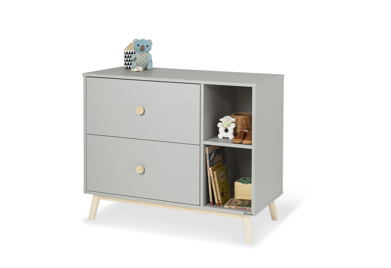 Chambre Dusk : lit, commode Pinolino sans plan langer