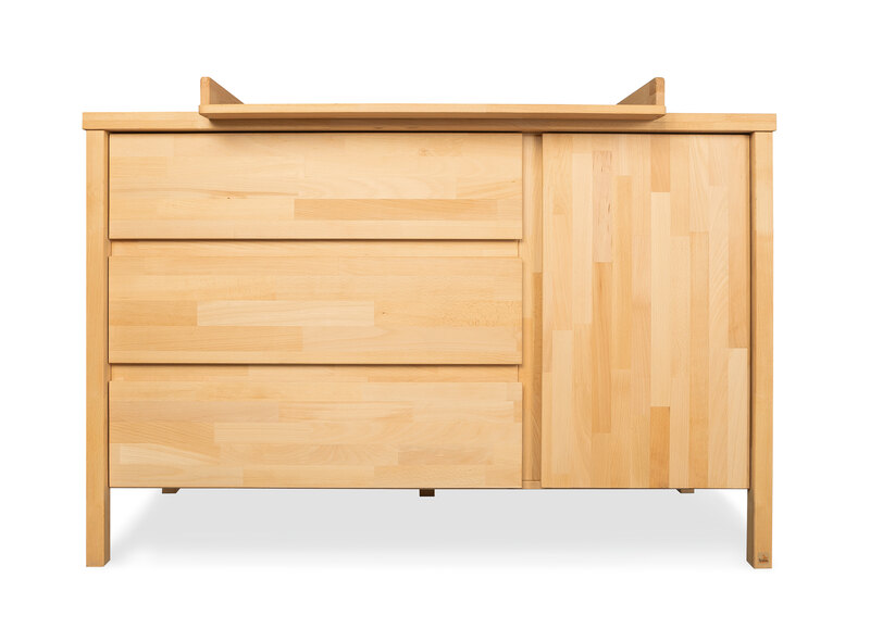 Chambre Enno : lit, commode Pinolino face plan langer