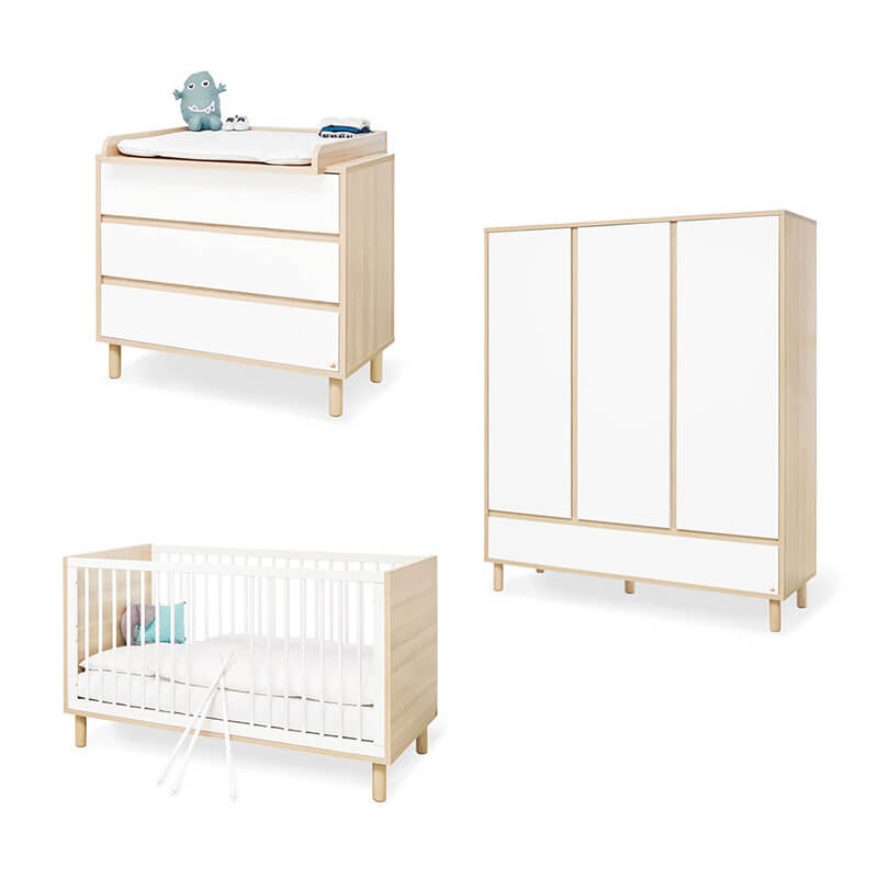 Chambre Flow : lit, commode, armoire Pinolino